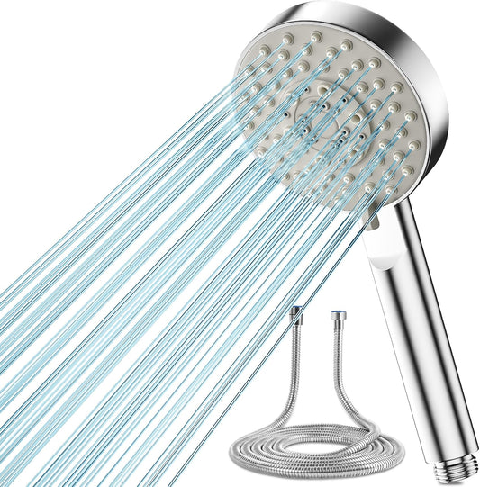 High-Performance Shower Head with 2M Hose, 5 Spray Modes, and Turbocharged Technology for Optimal Low Water Pressure Efficiency