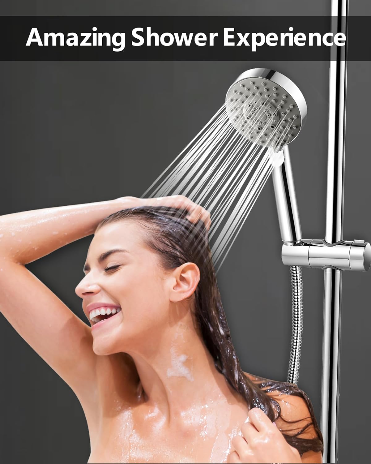 High-Performance Shower Head with 2M Hose, 5 Spray Modes, and Turbocharged Technology for Optimal Low Water Pressure Efficiency