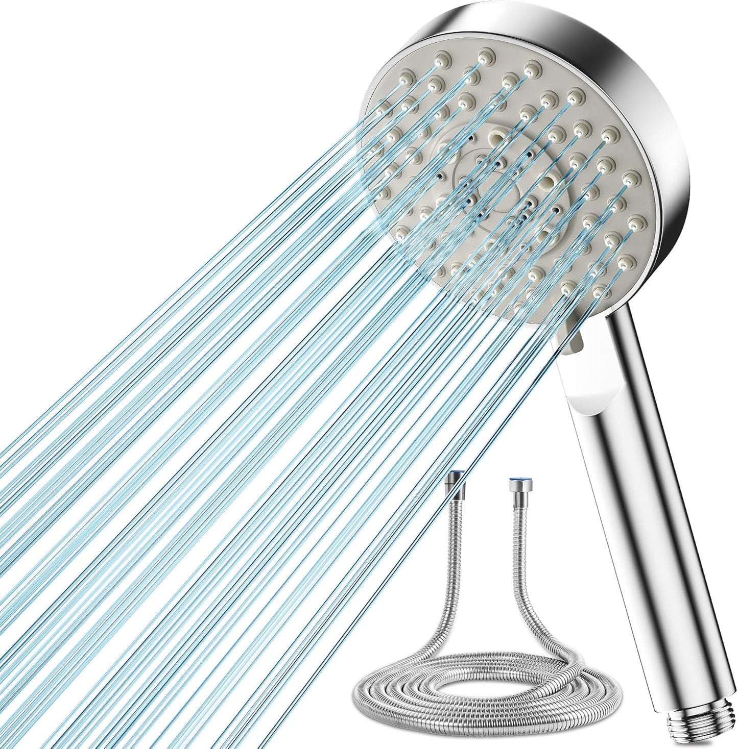 High-Performance Shower Head with 2M Hose, 5 Spray Modes, and Turbocharged Technology for Optimal Low Water Pressure Efficiency